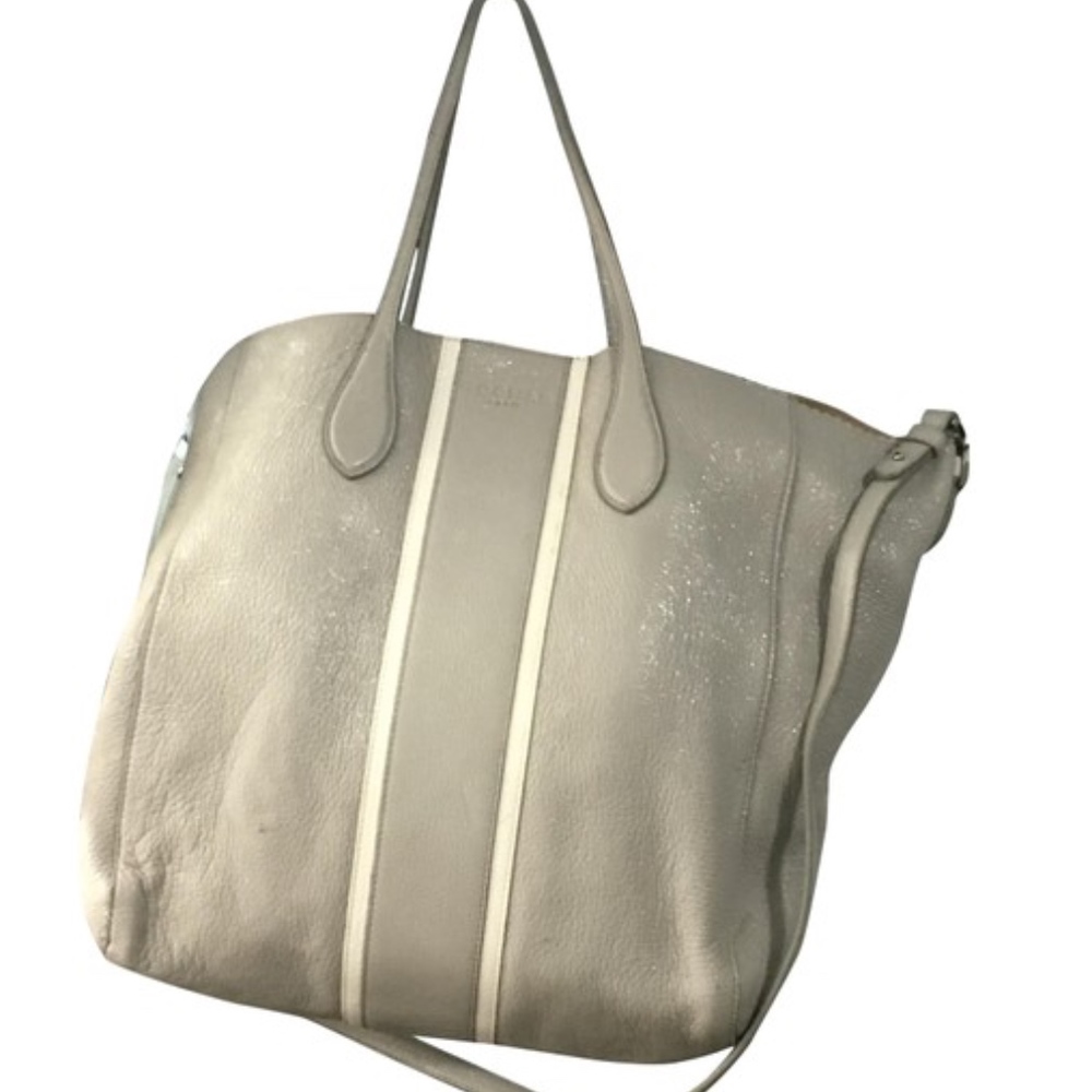 Rochas Iridescent Grey Leather Tote